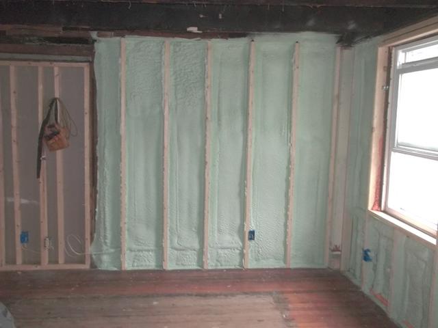 Spray Foam Installed Between Wall Studs