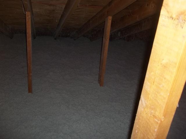 Attic Insulated With Blown Cellulose