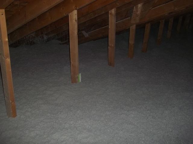 Attic Insulated With Blown Cellulose