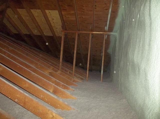 Attic Insulated With Blown Cellulose