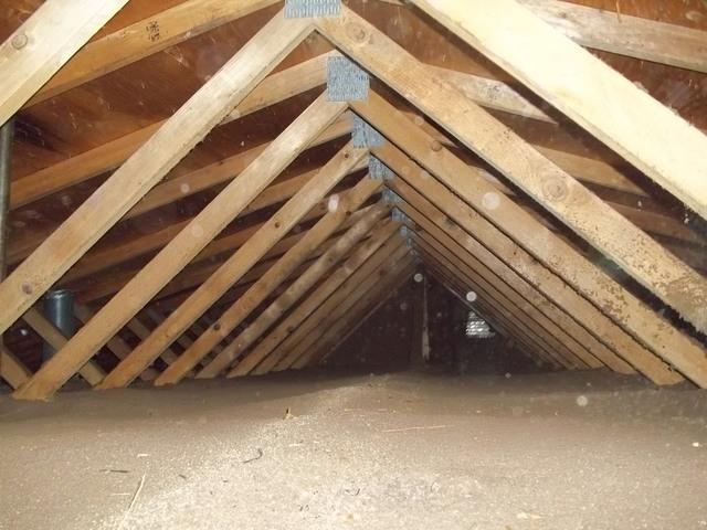 Attic Insulated With Blown Cellulose