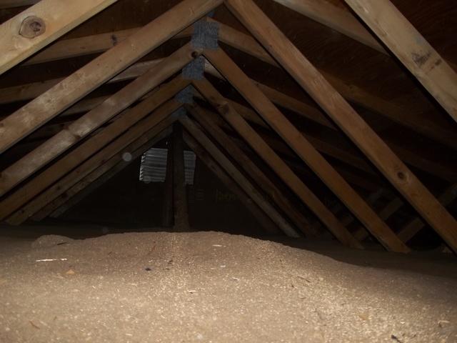 Attic Insulated With Blown Cellulose