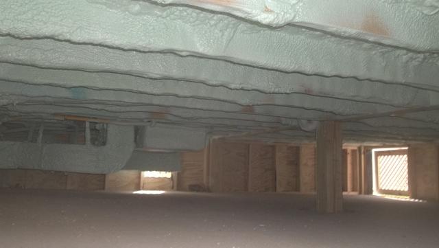 Spray Foam Installed In A Crawlspace