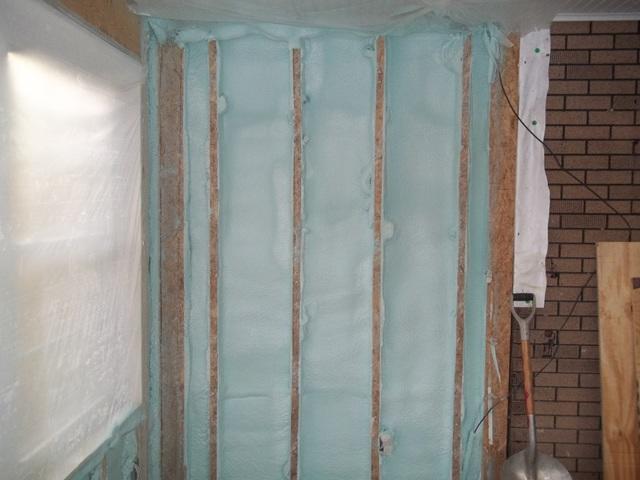 Spray Foam Installed Between Wall Studs