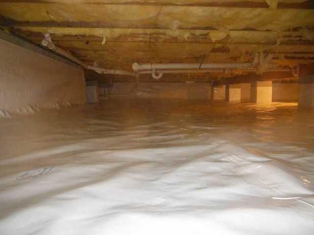 The crawl space Goldsboro, MD has been encapsulated with CleanSpace interior liner.