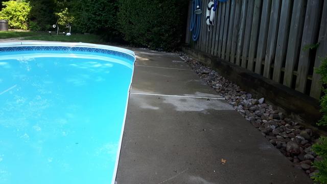 Lift of an entire pool deck to improve slope, remove trip hazards and close up gaps in the coping. Lift ranged from 1" to 3".