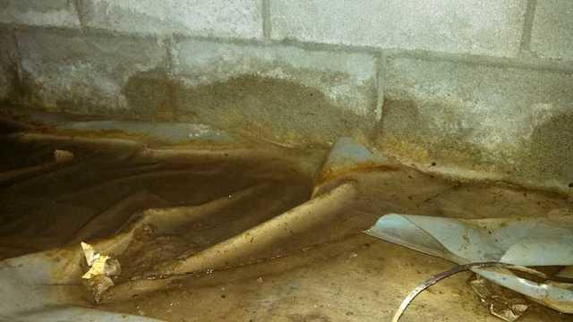 Nasty puddles of muddy water in the crawlspace