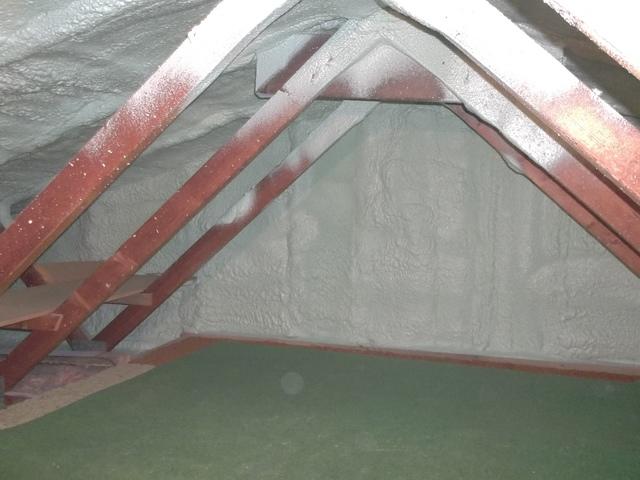 Spray Foam Installed On Roof Deck