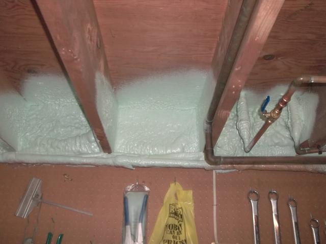 Rim Joist Air-Sealed With Spray Foam