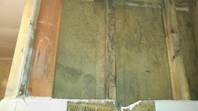 The homeowner had a water intrusion in their first-floor bathroom because of a leaky pipe and had gone unnoticed for quite some time. This triggered extensive mold growth behind the sheetrock.