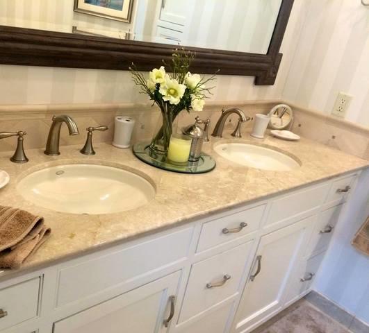 The beautiful, finished bathroom.