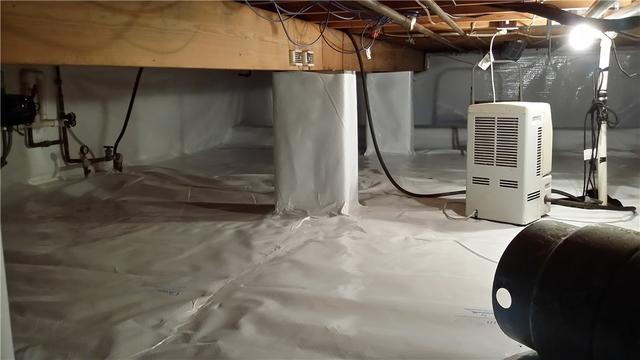 In addition to encapsulating the entire crawl space, we wrap the support piers to give them an extra layer of protection from potential ambient moisture.