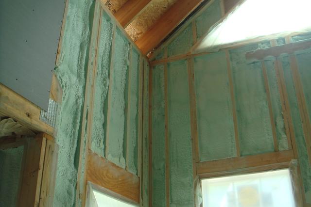 Spray Foam Installed Between Wall Studs