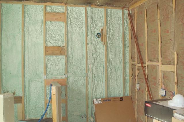 Spray Foam Installed Between Wall Studs