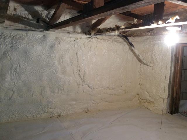 Air seal and insulate crawl space by installing approximately 2" Closed cell spray foam on exterior walls and rim joist of crawl space