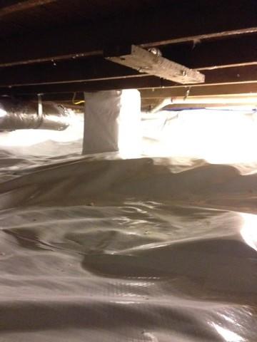 The vapor barrier used in the crawl space in the Newport, Rhode Island property was CleanSpace. CleanSpace vapor barrier was placed over the drain matting liner to prevent water from entering in to the craw space area.