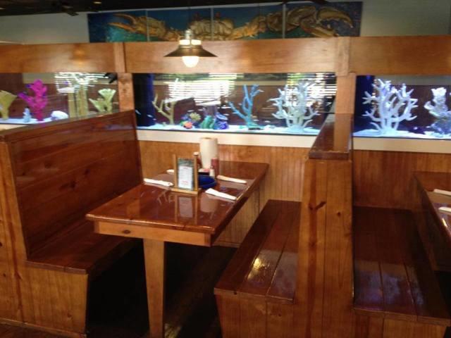 Interior photo of restaurant seating after the remodel.