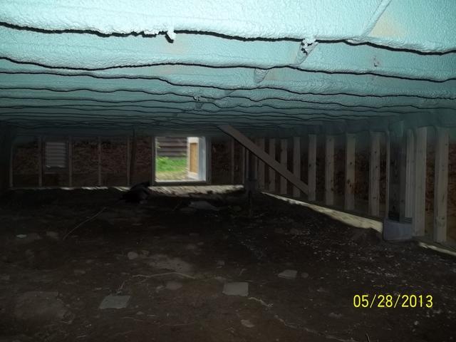 Spray Foam Installed In A Crawlspace
