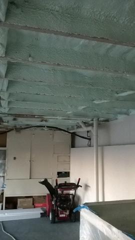 Spray Foam Installed On Garage Ceiling