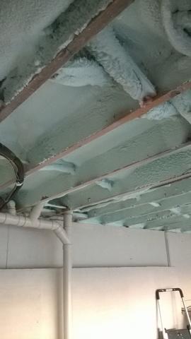 Spray Foam Installed On Garage Ceiling