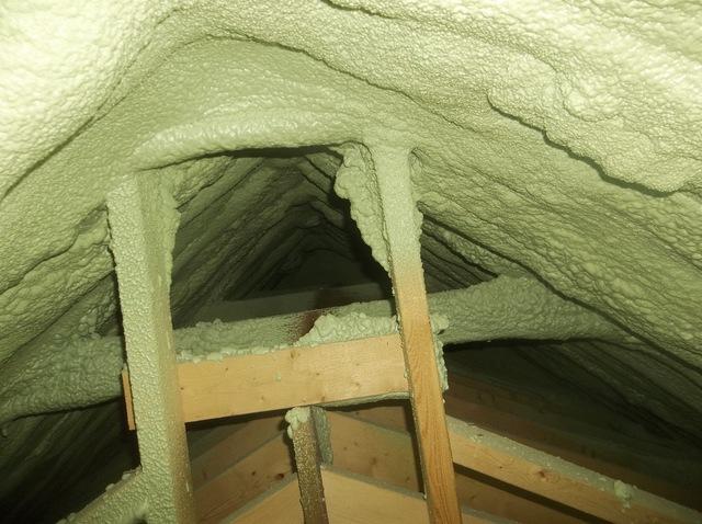 Installed Spray Foam Insulation in an Attic