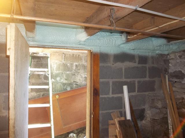 Rim Joist Insulated with Spray Foam