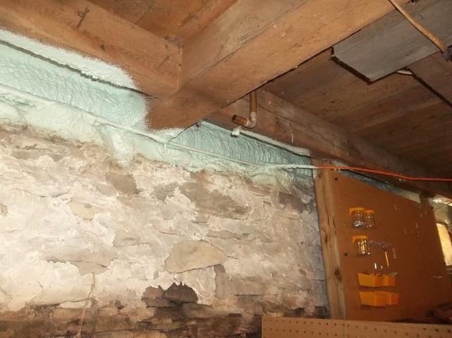 Spray Foam Insulation Installed on Rim Joist