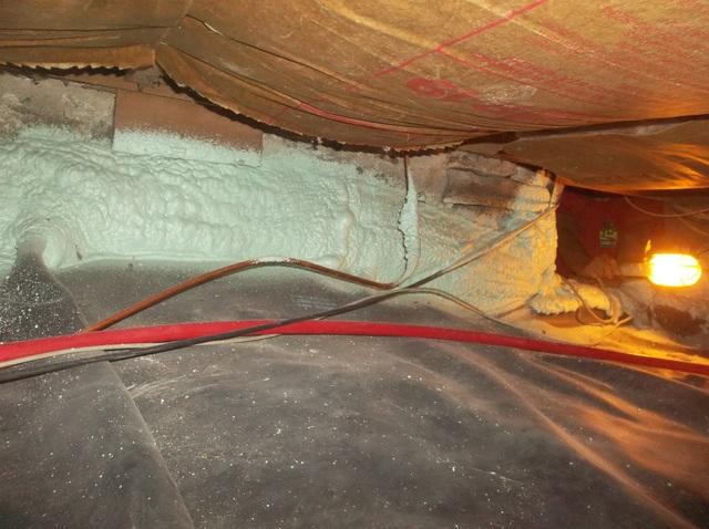Spray Foam Insulation Installed to Encapsulate Crawlspace