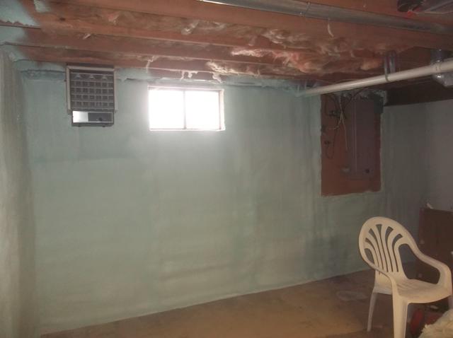 Basement Walls Sealed with Spray Foam Insulation