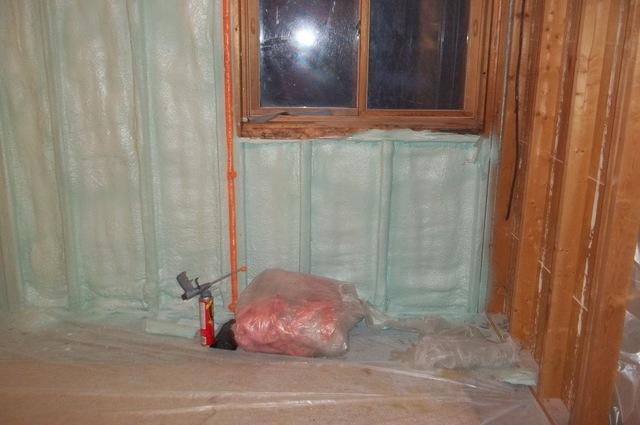 Spray Foam Installed Between Wall Studs