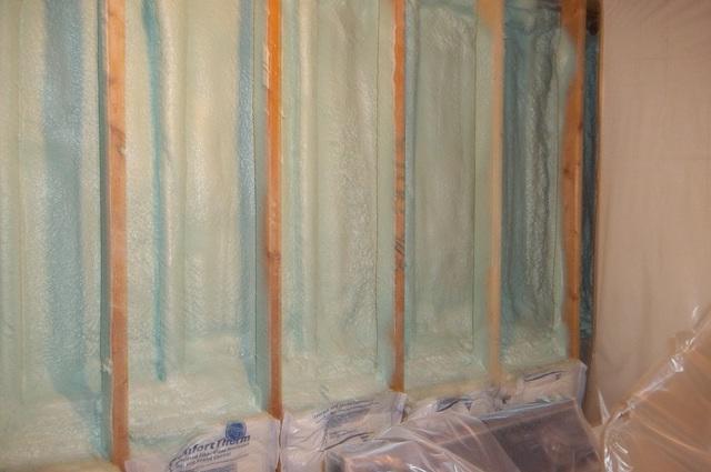 Spray Foam Installed Between Wall Studs