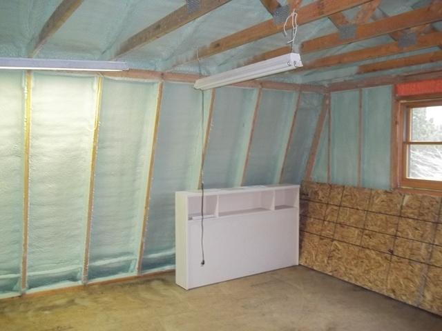 Walls and Ceiling with Spray Foam Insulation Applied