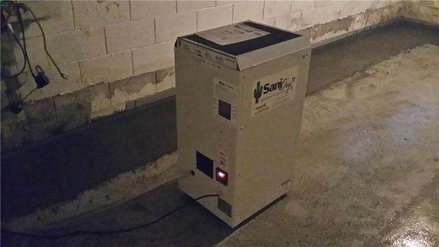 SaniDry Dehumidifier Installed in Basement