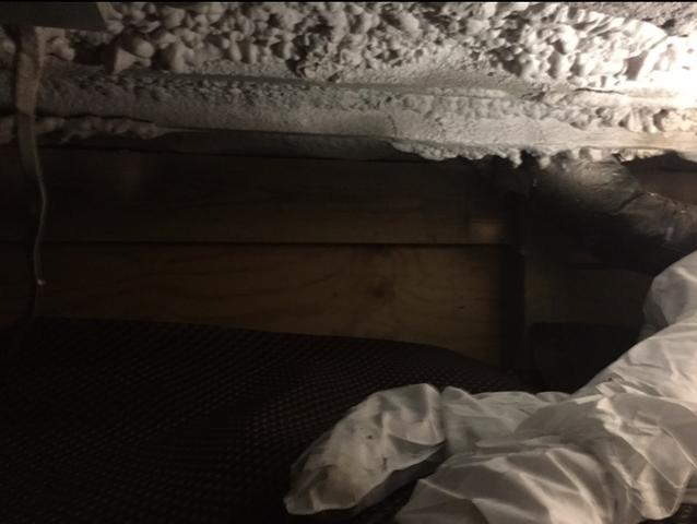Spray Foam Insulation Installed on the Walls of the Crawlspace