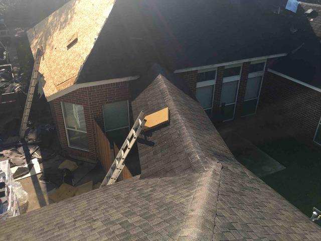 Here you can see how our crews only remove sections at a time. It is important to try to shingle all slopes or sections that were torn off during the same day.