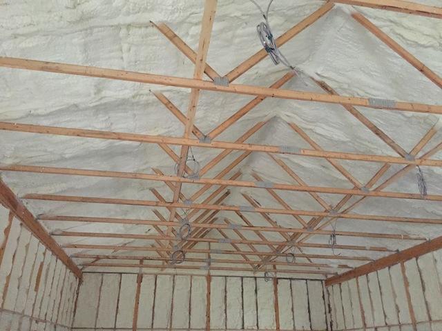 Pole barn insulated with spray foam