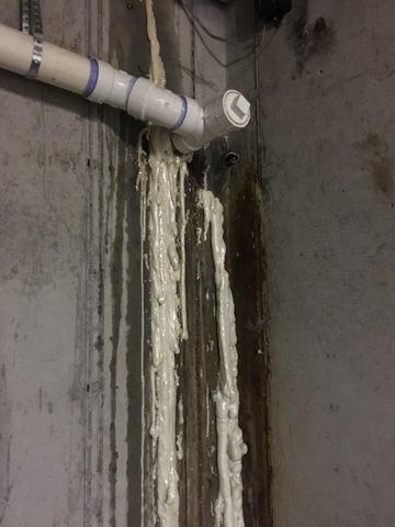 Crack injection near a pipe penetration