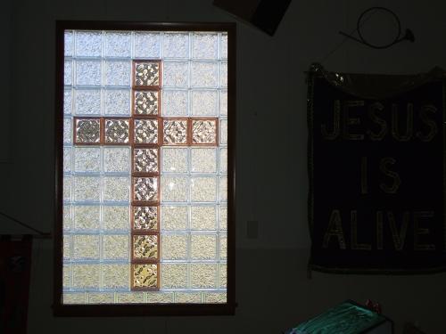 Indoor View of Glass Block Window for Hopewell Church