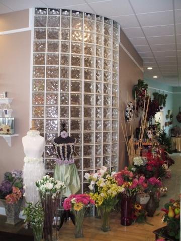 Beautiful Glass Block Wall Installation for Floral Shop Showroom