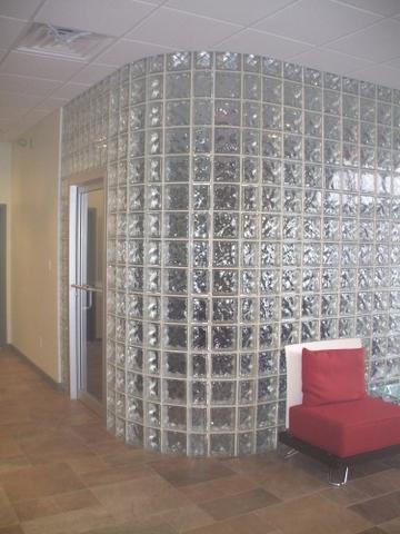 This glass block wall installation adds style and light to the Tri State Injections office in Rochester, PA.