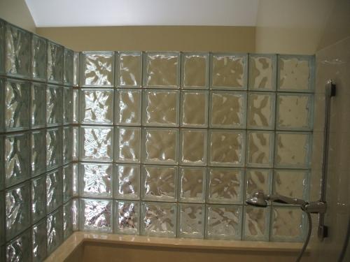 Inside View of Glass Block Shower Wall in Fredericksburg, VA