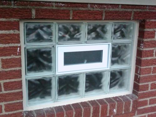 Finished glass block window installation.