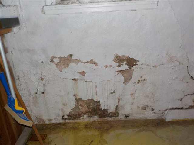 Closeup of Leaking Basement Wall