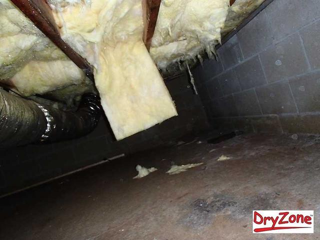 Hanging insulation in the crawl space