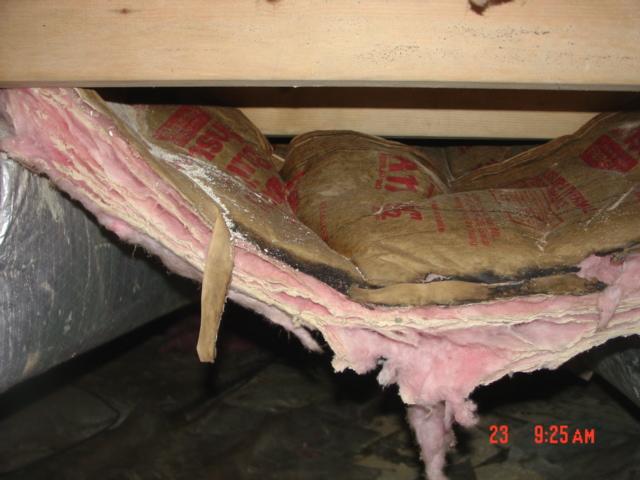Fallen, saggy insulation
