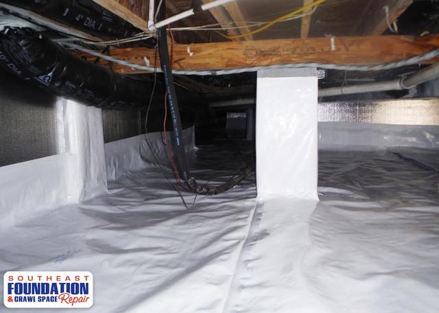 Crawl Space Encapsulation with 10 mil Liner and SilverGlo