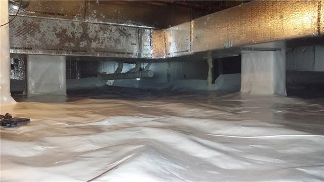 Rather than dirt, water, and debris, the crawl space is now simply clean and dry. The bright white CleanSpace and reflective SilverGlo panels also increase visibility, which help with safety issues when crawling around in the space.