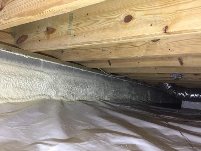 Spray Foam on Crawl Space Walls and Sealed Sill Plate