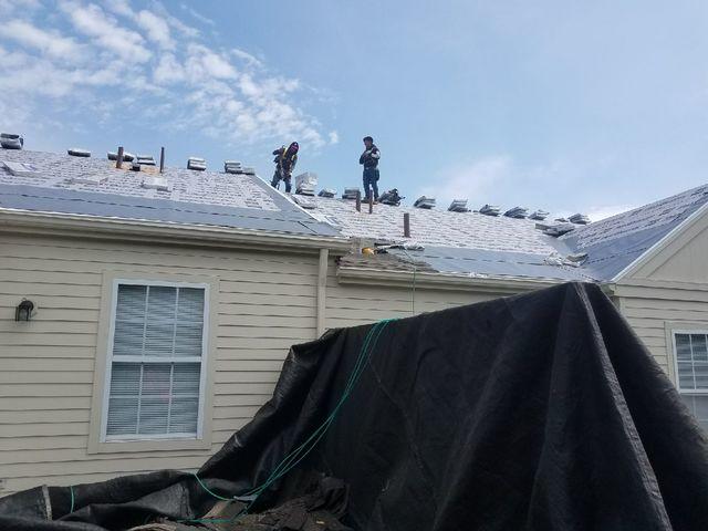 You can see the roof deck protection and leak barriers that give this roof it's water resistance.