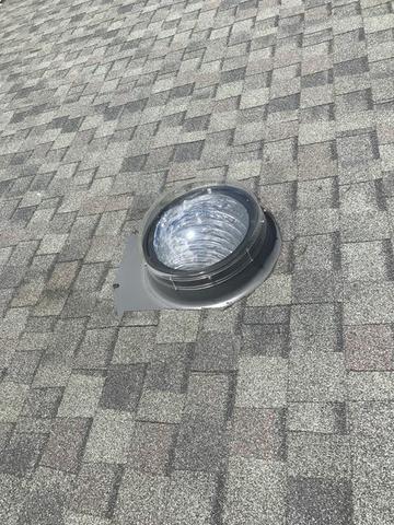 Rooftop view of newly installed skylight.